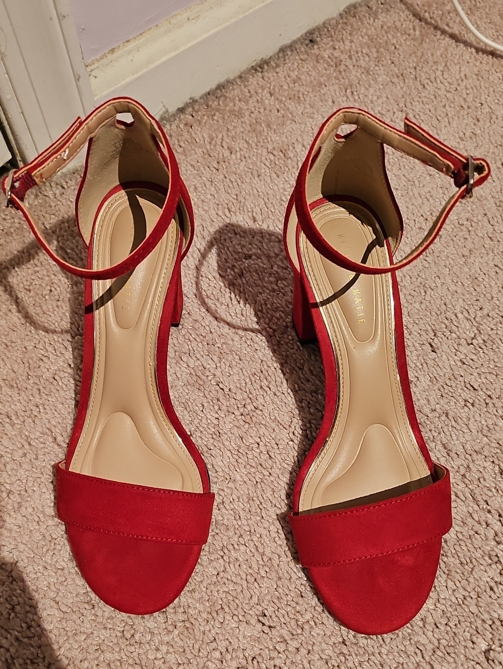 Kelly & Katie Red Ankle-Strap Block Heels